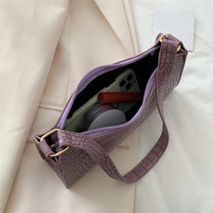 Retro Crocodile Pattern Shoulder Bag For Women PU Leather Armpit Bag