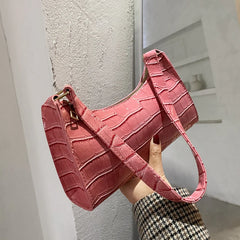 Retro Crocodile Pattern Women Hobos Underarm Bags Patent Leather