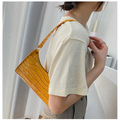 Retro Crocodile Pattern Women Hobos Underarm Bags Patent Leather