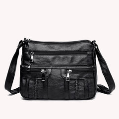 Retro Crossbody Shoulder Bag Women PU Soft Leather Female Solid Handbag