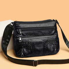 Retro Crossbody Shoulder Bag Women PU Soft Leather Female Solid Handbag