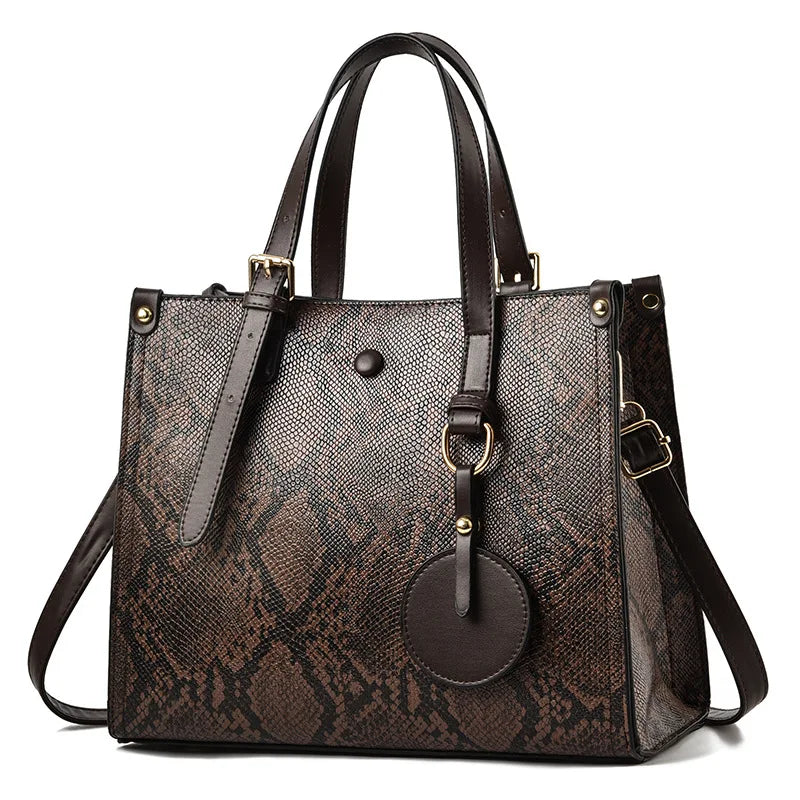 Snakeskin Pattern Handbag Leather Women Shoulder Bag