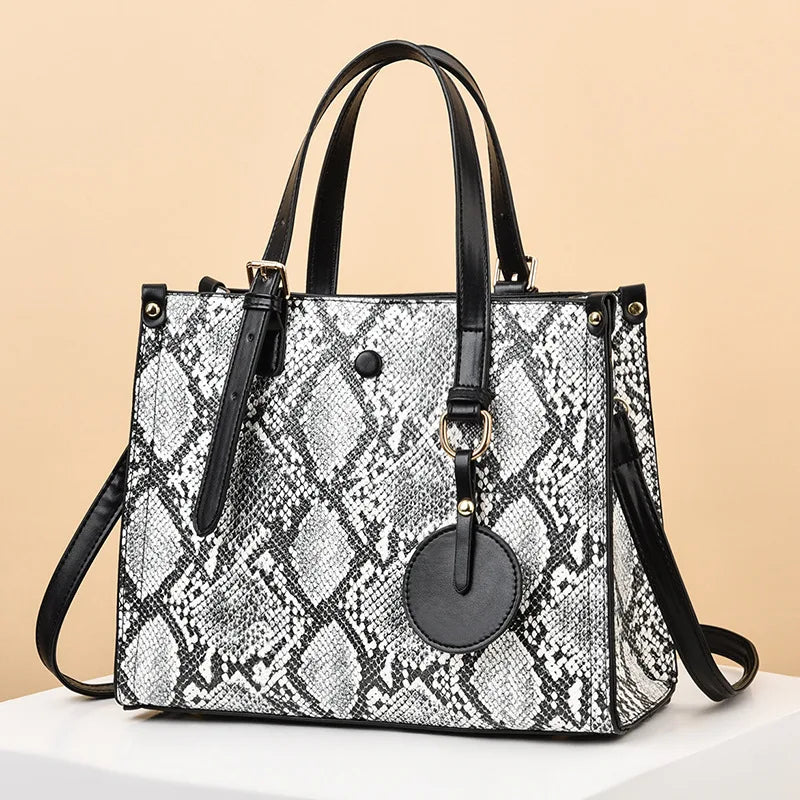 Snakeskin Pattern Handbag Leather Women Shoulder Bag