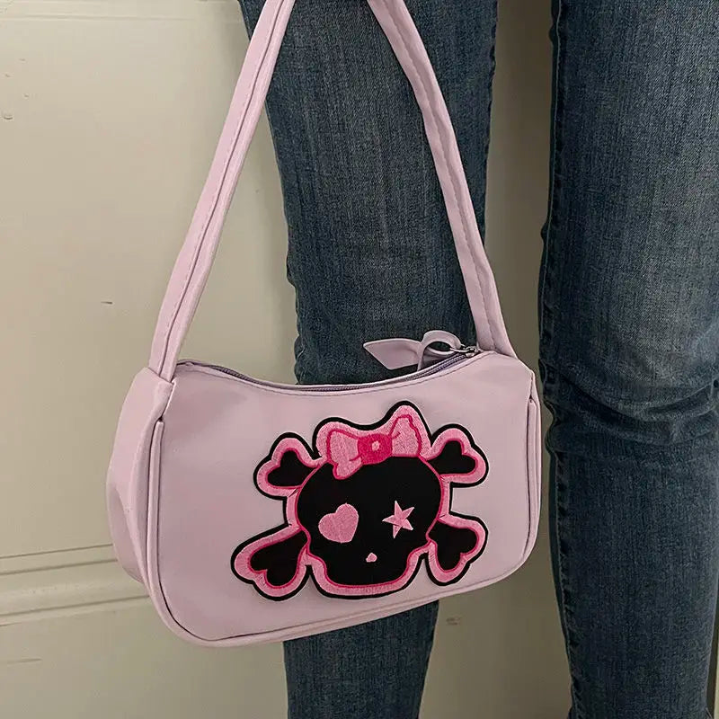 Retro Skeleton Harajuku Style Handbag Storage Crossbody Bag Women Bag