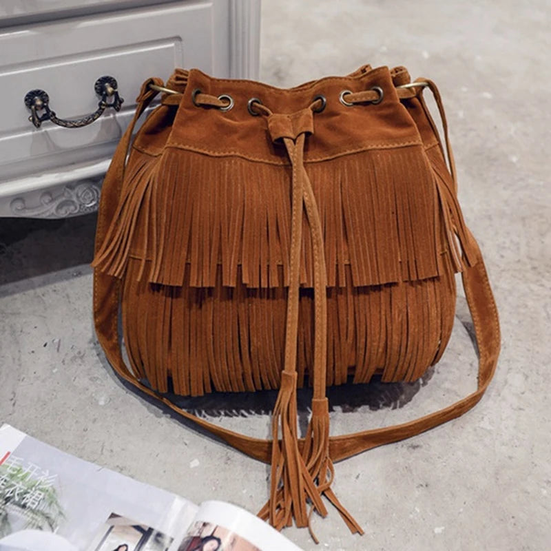 Retro Fringe Women Messenger Bags Tote Handbag Tassel Shoulder Handbag