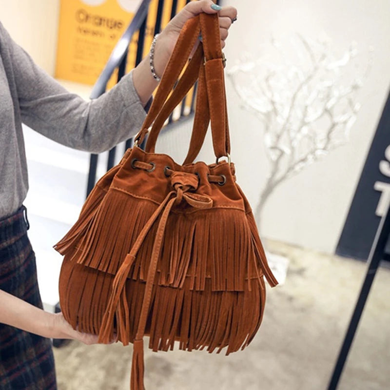 Retro Fringe Women Messenger Bags Tote Handbag Tassel Shoulder Handbag