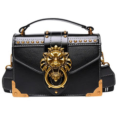 Retro Female Crossbody Bag Metal Lion Head Shoulder Purse