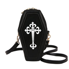 Gothic Shoulder Bag Halloween Handbag Crossbody Coffin Shape Purses