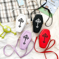 Gothic Shoulder Bag Halloween Handbag Crossbody Coffin Shape Purses