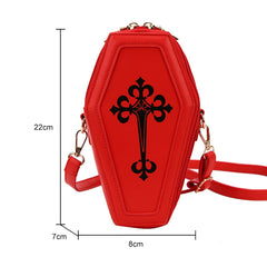 Gothic Shoulder Bag Halloween Handbag Crossbody Coffin Shape Purses
