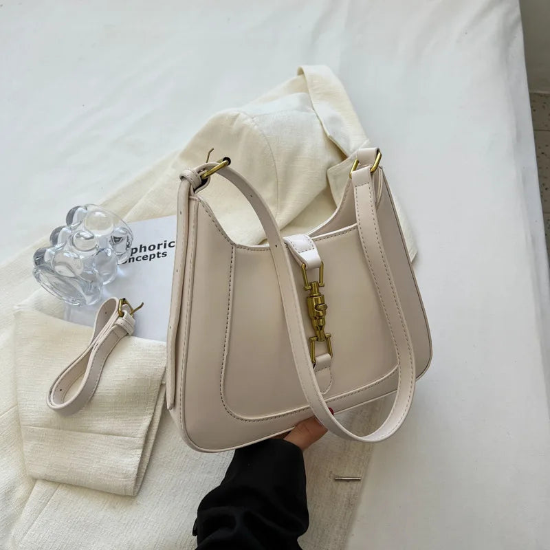 Western Style Shoulder Bag with Locking Buckle
