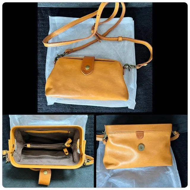 Retro Casual Leather Shoulder Bags Doctor Bag Clutch Crossbody Women