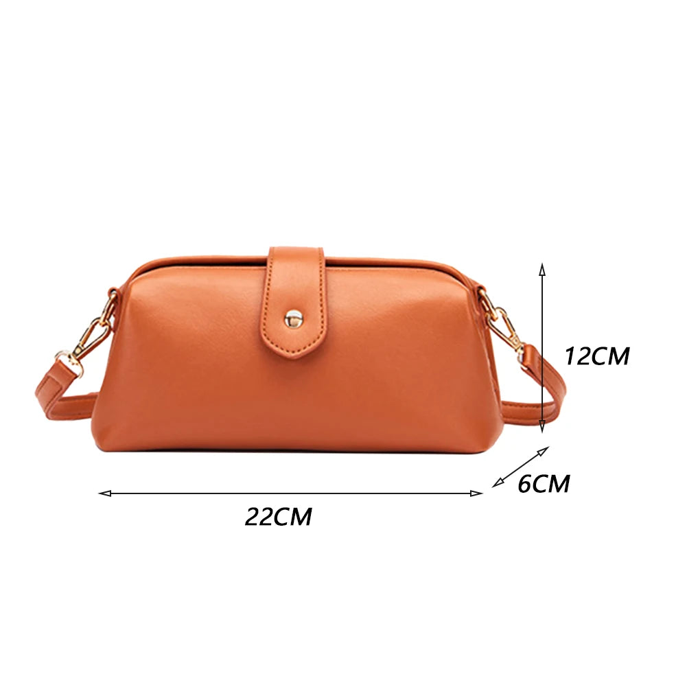 Retro Casual Leather Shoulder Bags Doctor Bag Clutch Crossbody Women