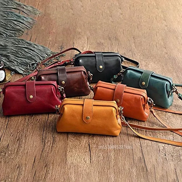 Retro Casual Leather Shoulder Bags Doctor Bag Clutch Crossbody Women