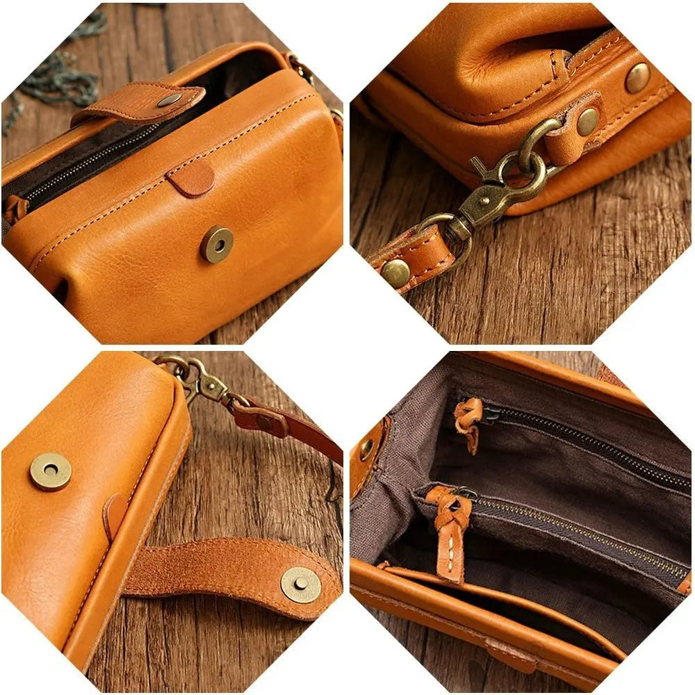 Retro Casual Leather Shoulder Bags Doctor Bag Clutch Crossbody Women