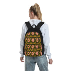 Retro Kisses Olive Pink Backpacks Men's Backpacks Bags For Women
