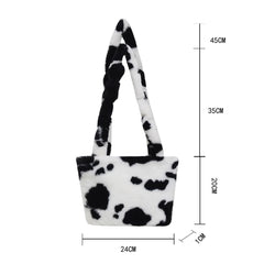 Leopard Pattern Crossbody Bag Plush Shoulder Handbag