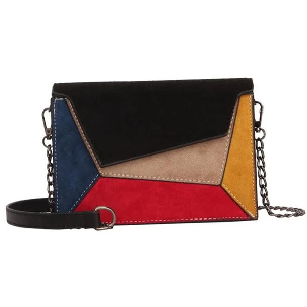 Retro Matte Patchwork Crossbody Bags for Women with Chains Strap