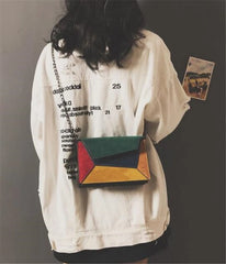 Retro Matte Patchwork Crossbody Bags for Women with Chains Strap