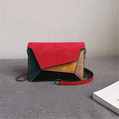 Retro Matte Patchwork Crossbody Bags for Women with Chains Strap