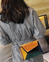 Retro Matte Patchwork Crossbody Bags for Women with Chains Strap