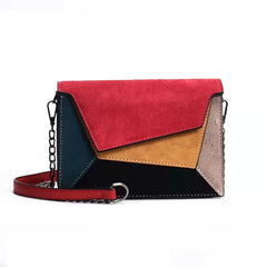 Retro Matte Patchwork Crossbody Bags for Women with Chains Strap