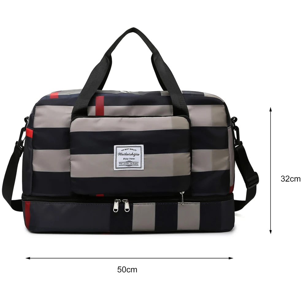 Retro Fitness Shoulder Bag Gym Large Capacity with Pockets Waterproof Handbag