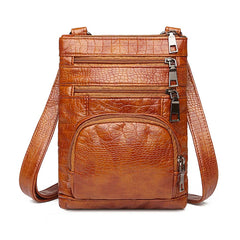 Retro Mini Women Shoulder Bag Brown PU Leather Handbag Multi-pockets