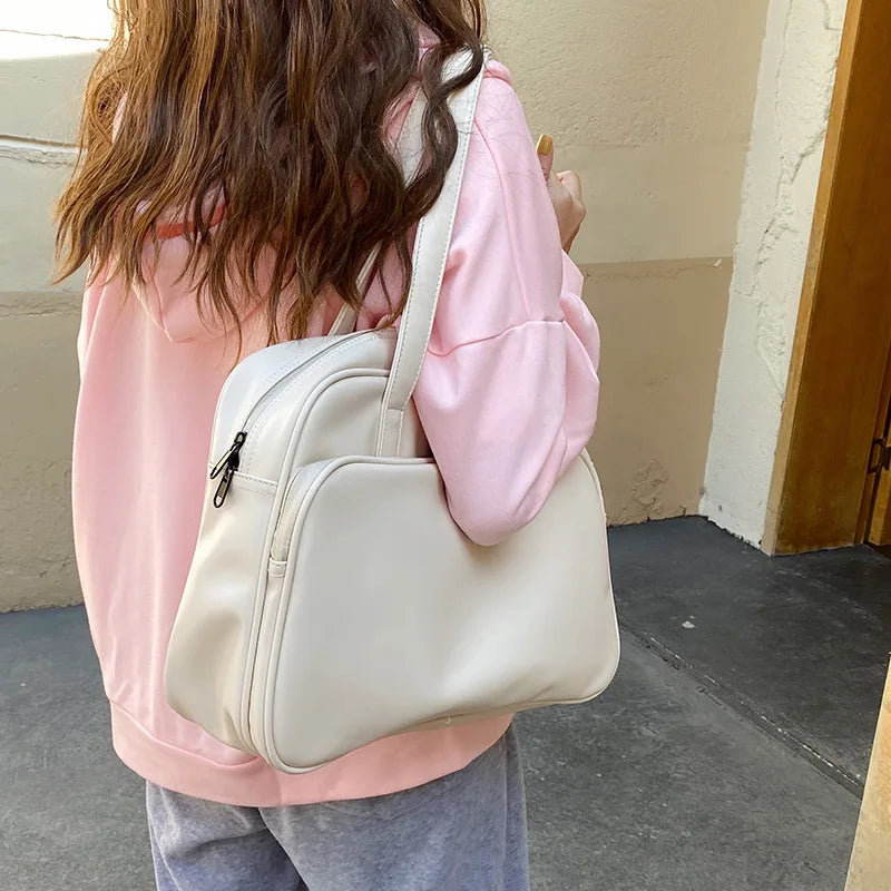 Retro One Shoulder Bag Women's Large Capacity PU Leather Travel Multi-function