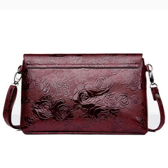 Retro Rose Flower Embossed Sling Bag Mother Single Shoulder Purse