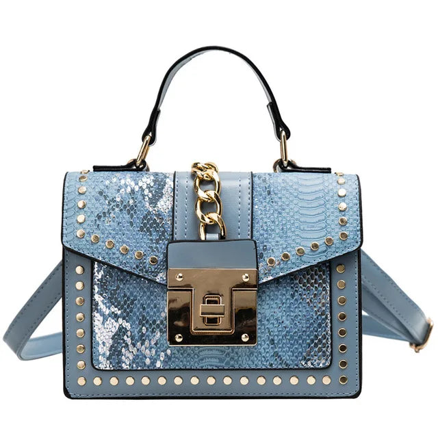 Retro Serpentine Chain Crossbody Bag for Women Square Handbag
