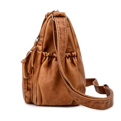 Retro Shoulder Bag for Women Soft Pu Leather Messenger Bag Multifunction Crossbo