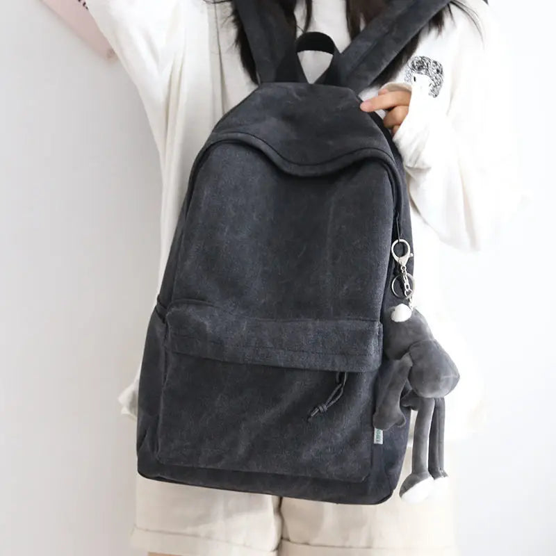 Retro Canvas Backpack School Bag Zipper Harajuku Bags