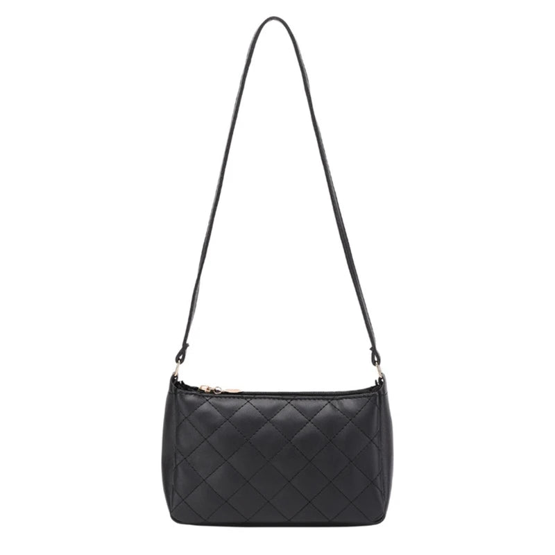 Retro Solid PU Leather Shoulder Bag for Women