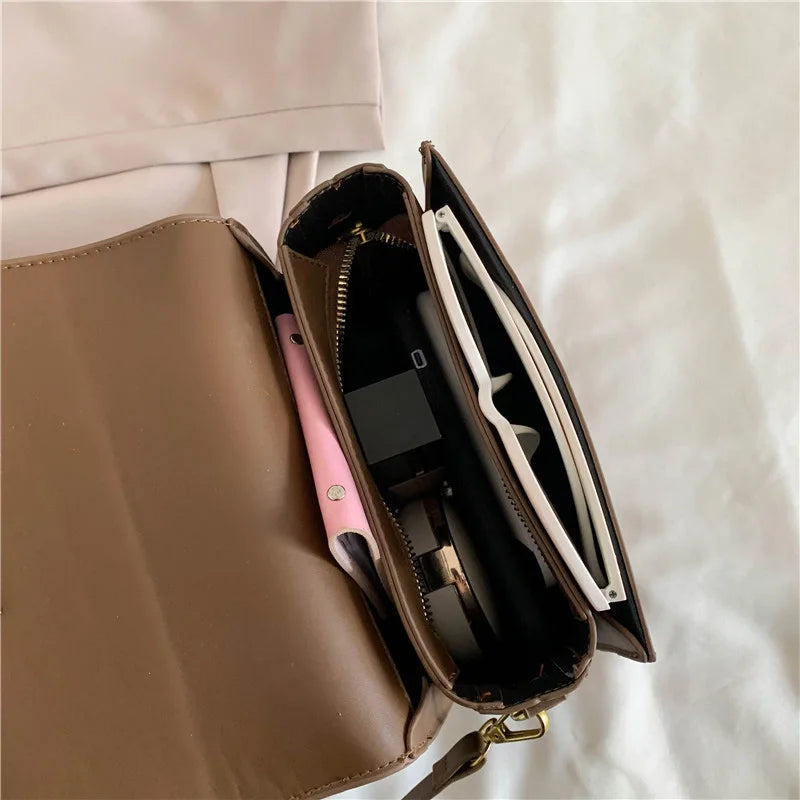 Retro Small PU Leather Crossbody Bag for Women Tote Wallet Handbags