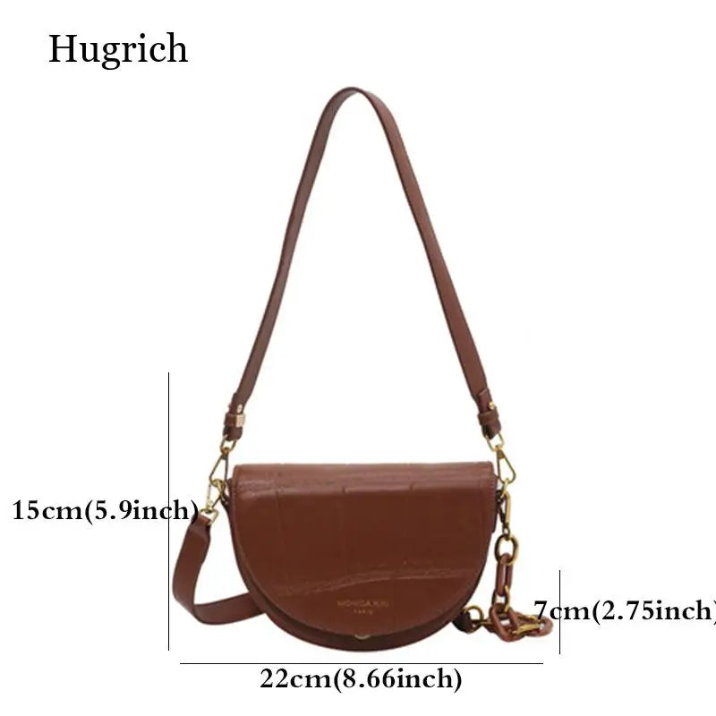 Stone Pattern Women's Saddle Bag Acrylic Shoulder Crossbody Bag