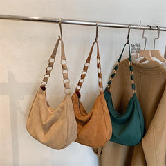 Retro Suede Shoulder Bag Female Large Capacity Dumpling Bag Women Handbag