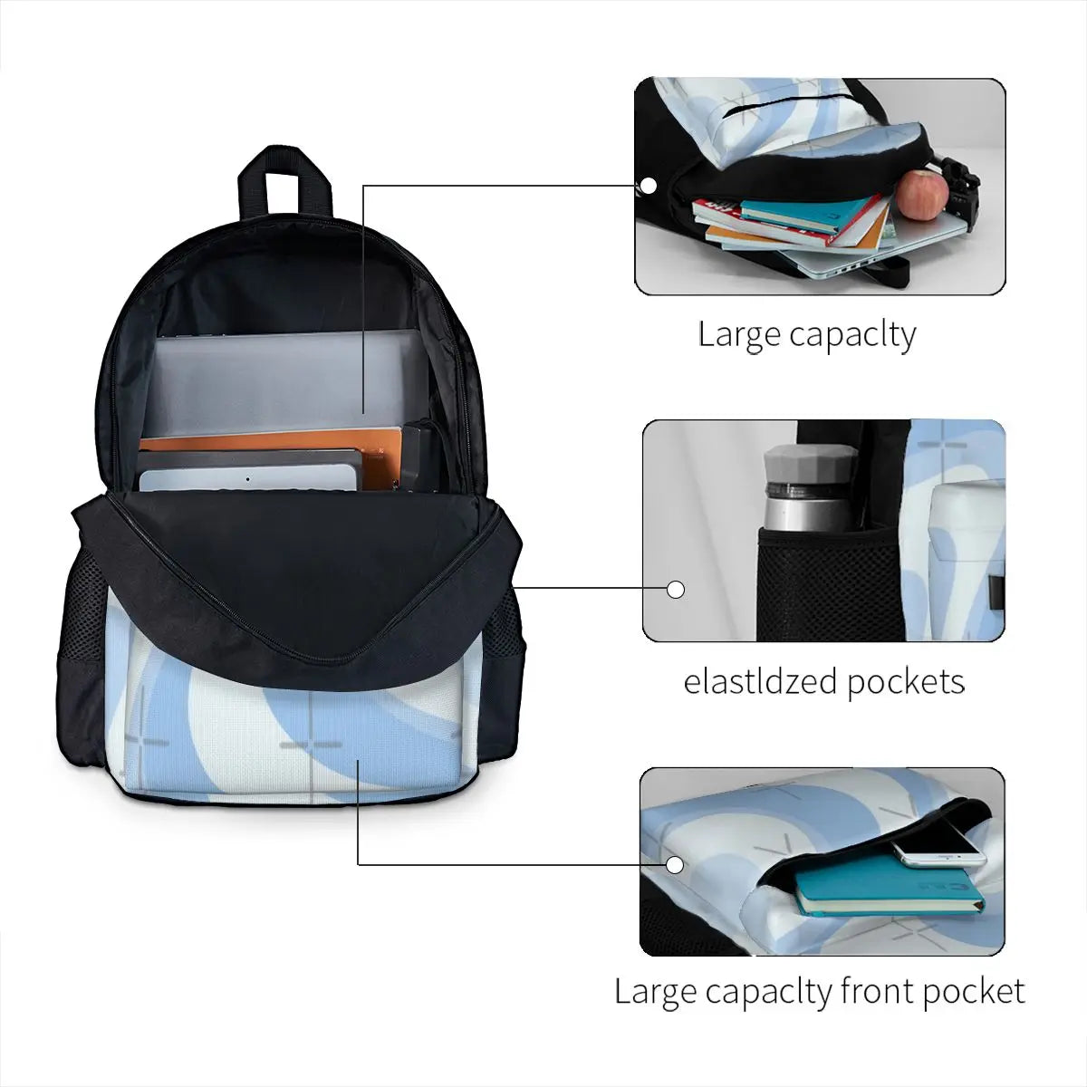 Retro Swirls Powder Abstract Backpacks Men's Backpacks Bags For Women