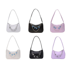 Retro Bow Handbag PU Leather Shoulder Bag for Women