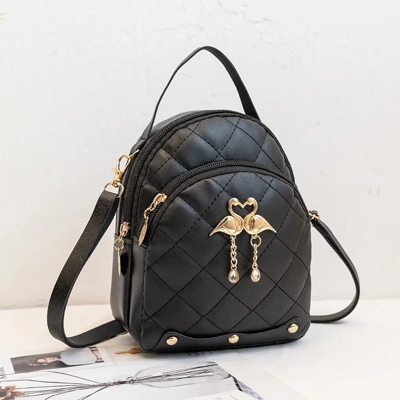 Retro Women Backpack Pu Leather Small Backpack for Women Girl Students