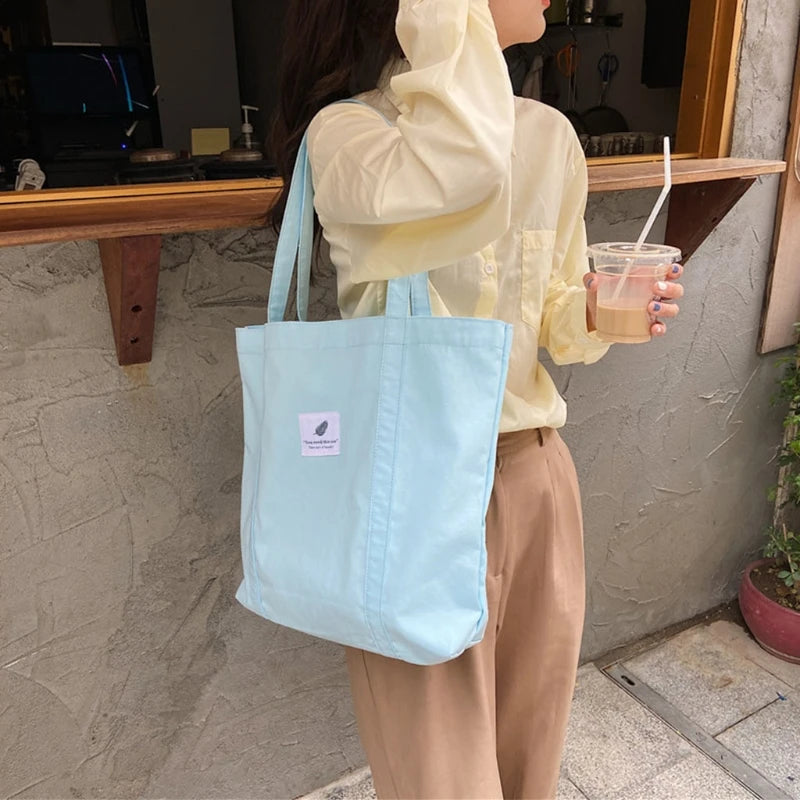 Retro Women Canvas Handbag Solid Female Shoulder Bag