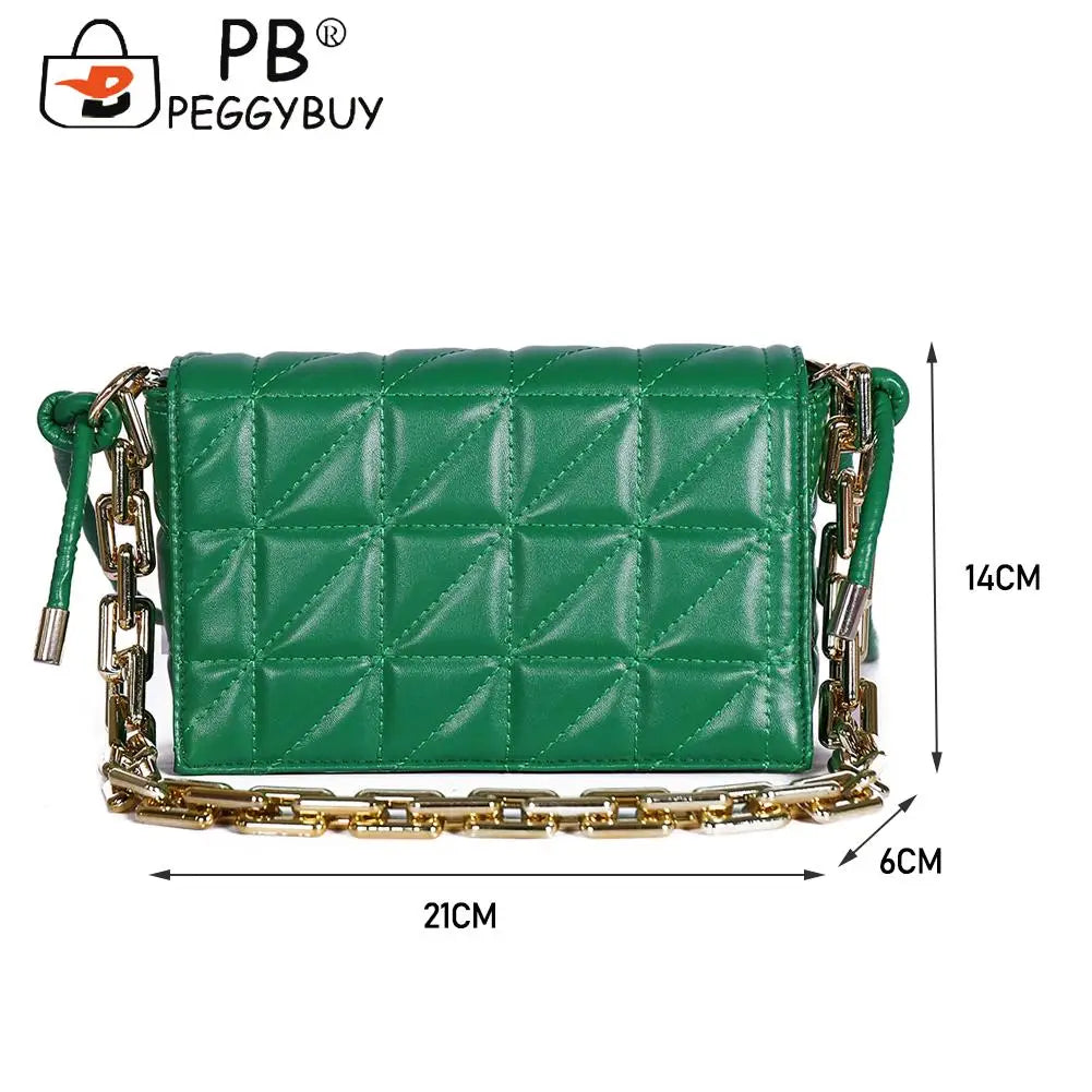 Geometric Embroidery Shoulder Crossbody Bag with Thick Chain Handbags