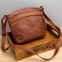 Retro Women Soft PU Leather Shoulder Bags Brown Handbag Crossbody Bag