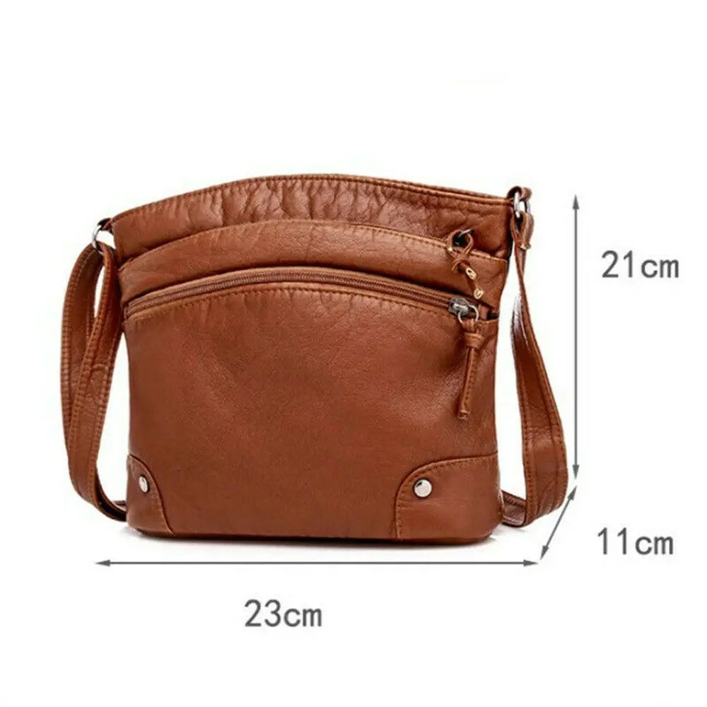 Retro Women Soft PU Leather Shoulder Bags Brown Handbag Crossbody Bag