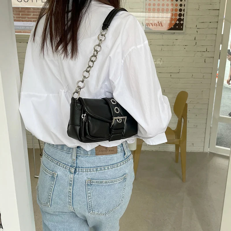 Retro Women's Small Shoulder Bag PU Leather Underarm Tote Armpit Bag