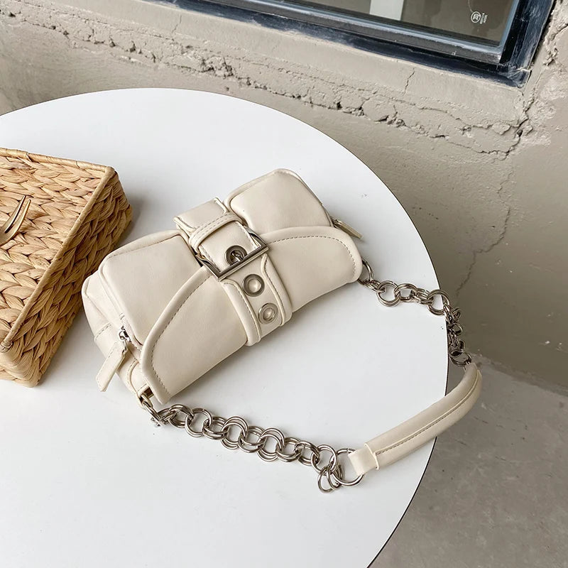 Retro Women's Small Shoulder Bag PU Leather Underarm Tote Armpit Bag
