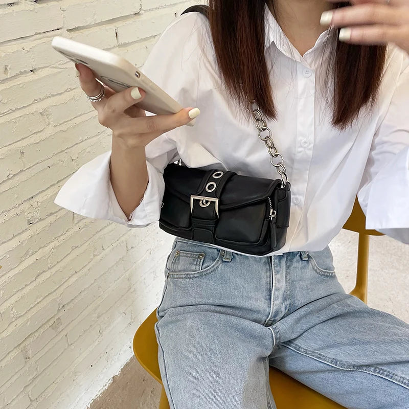 Retro Women's Small Shoulder Bag PU Leather Underarm Tote Armpit Bag