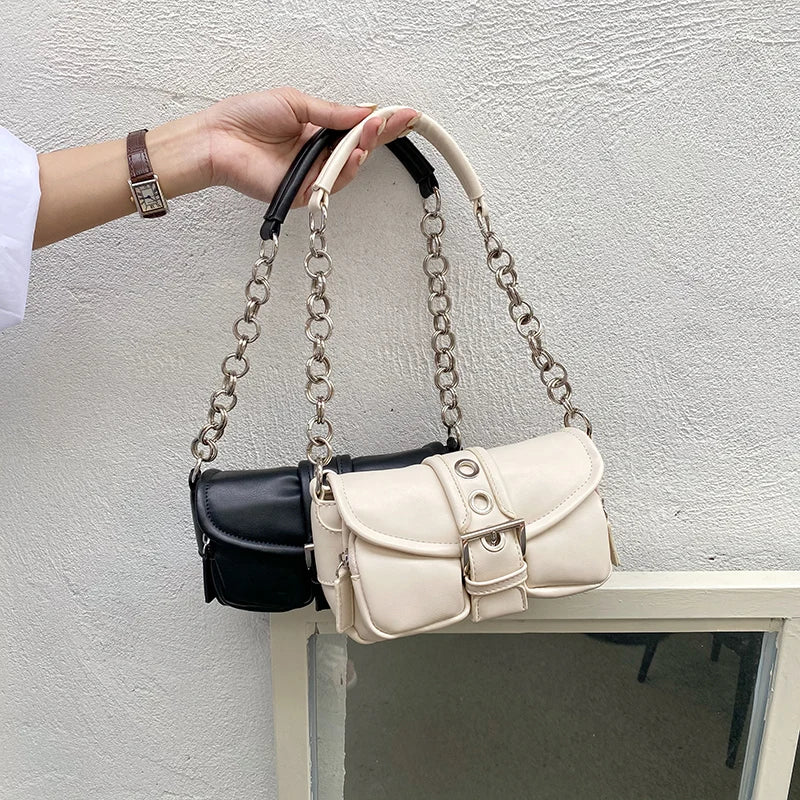 Retro Women's Small Shoulder Bag PU Leather Underarm Tote Armpit Bag