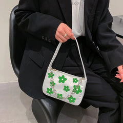Embroidered Flower Canvas Hobo Shoulder Bag