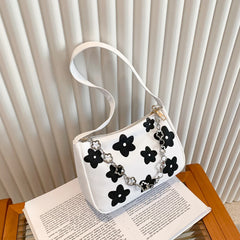 Embroidered Flower Canvas Hobo Shoulder Bag